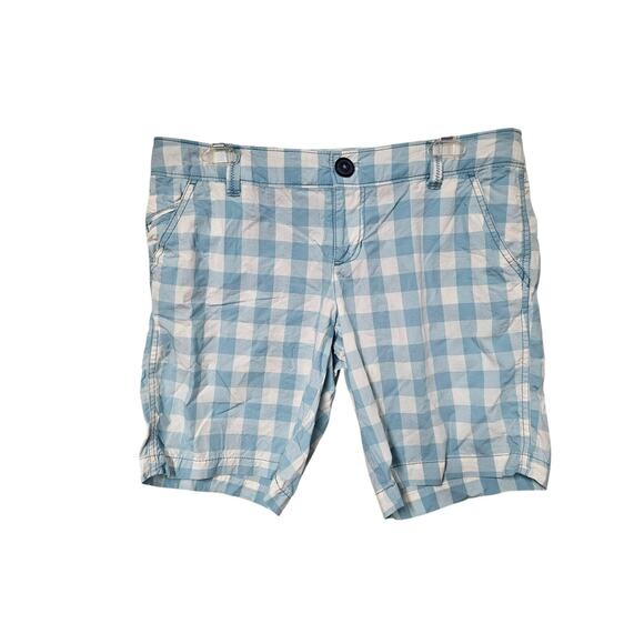 American Eagle Outfitters Blue White Bermuda Shorts Sz 8 Preppy Cottagecore - Picture 1 of 8